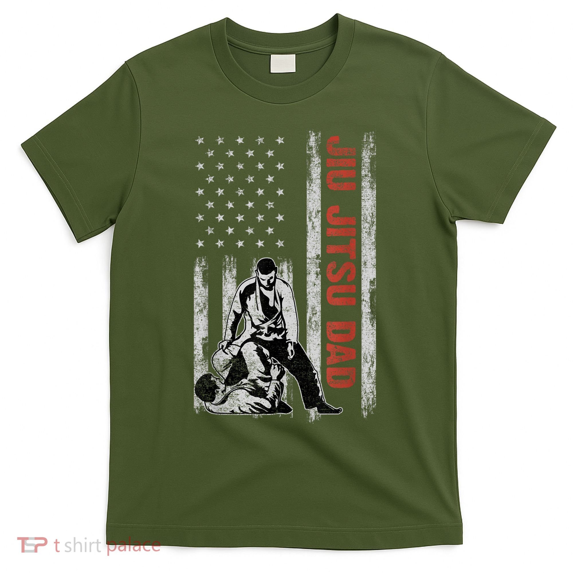 Jiu Jitsu Dad American Flag Fathers Day 4th Of July Gift T-Shirt