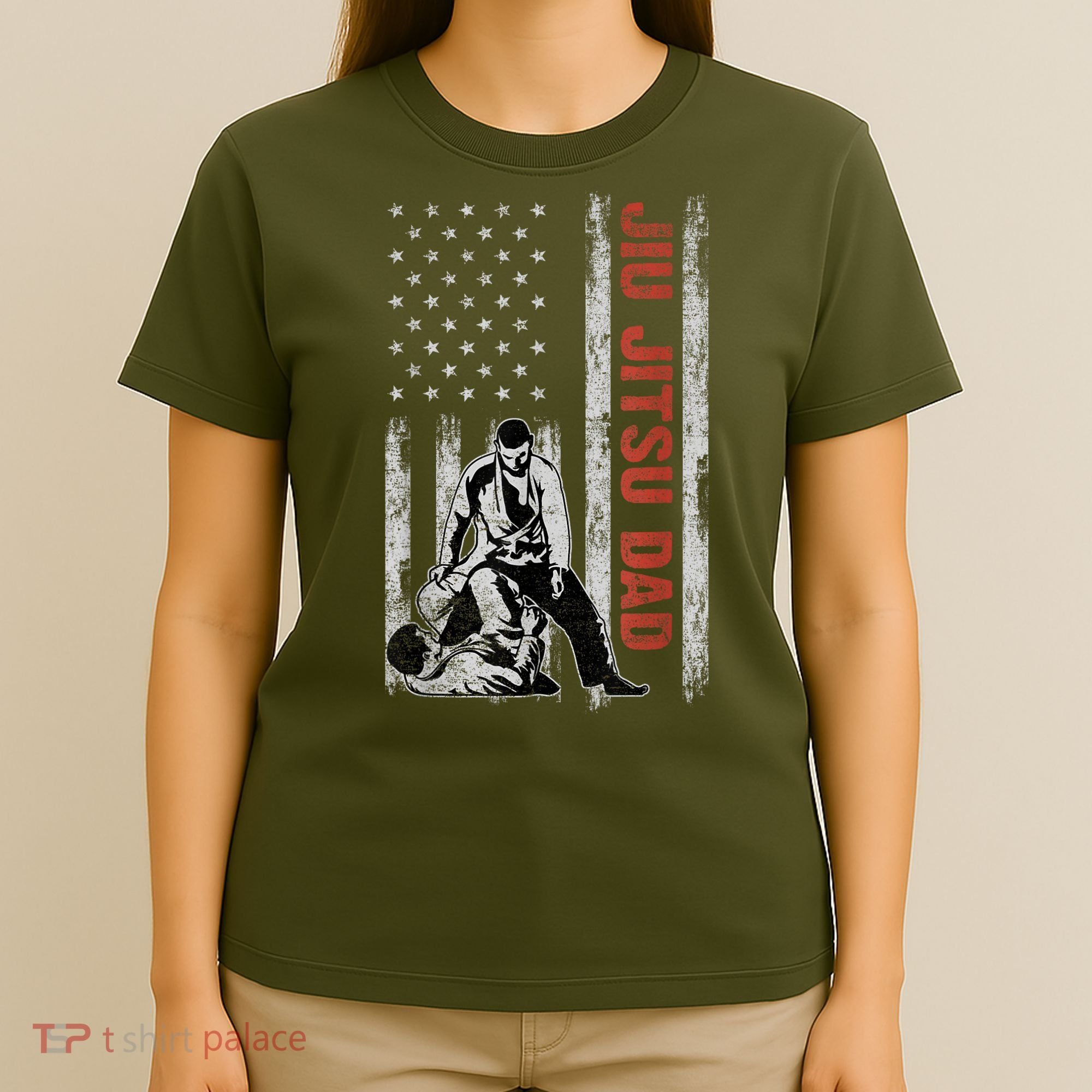Jiu Jitsu Dad American Flag Fathers Day 4th Of July Gift T-Shirt