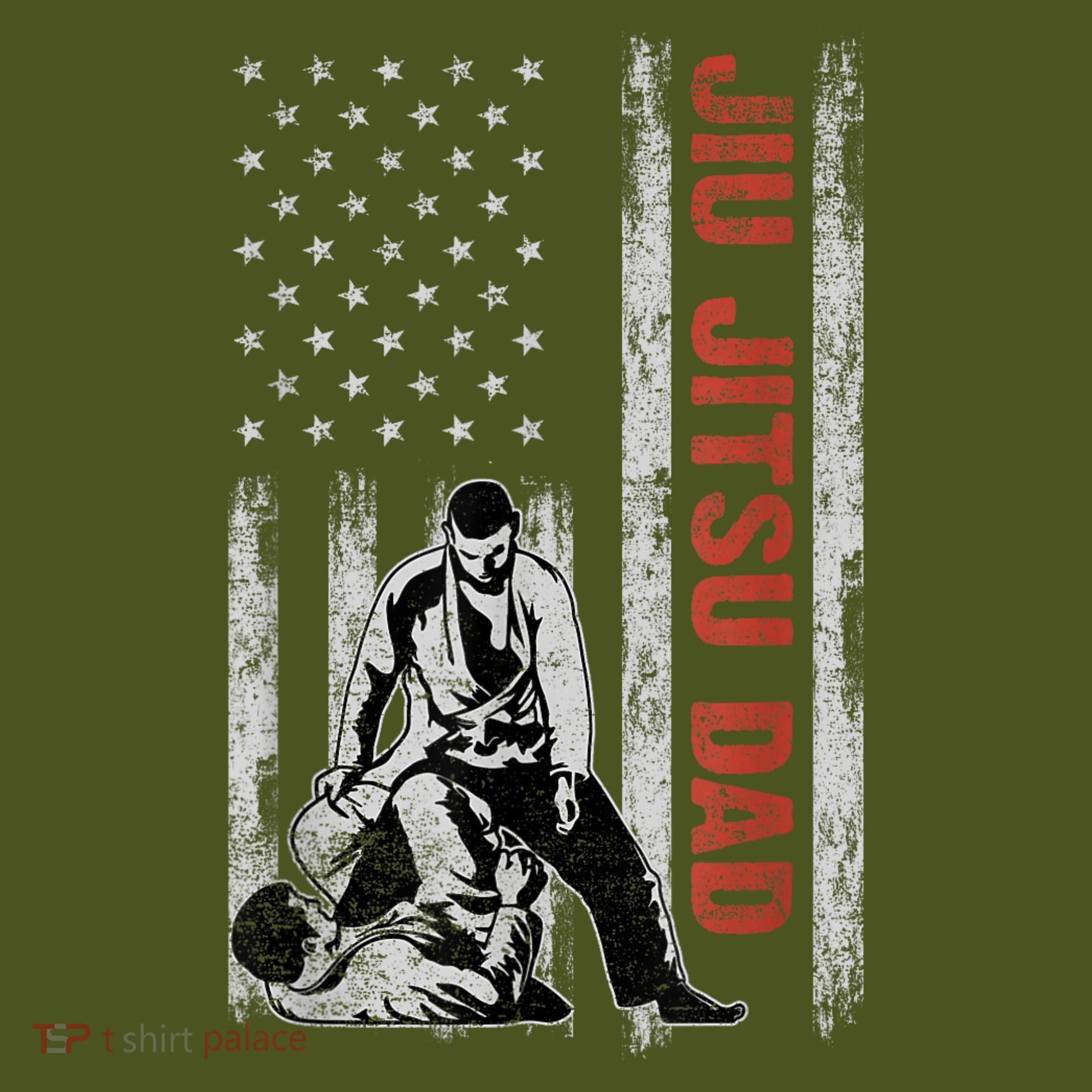 Jiu Jitsu Dad American Flag Fathers Day 4th Of July Gift T-Shirt