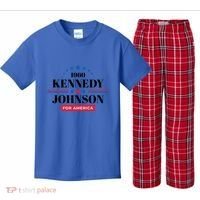 Jfk John F Kennedy Johnson Campaign Funny Gift Kids Plaid Pajama Set thumb 0