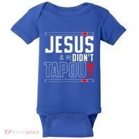 Jiu Jitsu Jesus Faith Christian Jesus DidnT Tap Out Baby Bodysuit thumb 0