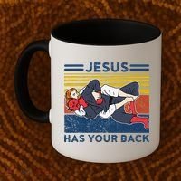 Jiu Jitsu Jesus Has Your Back BJJ MMA Jujitsu Coffee Mug thumb 2