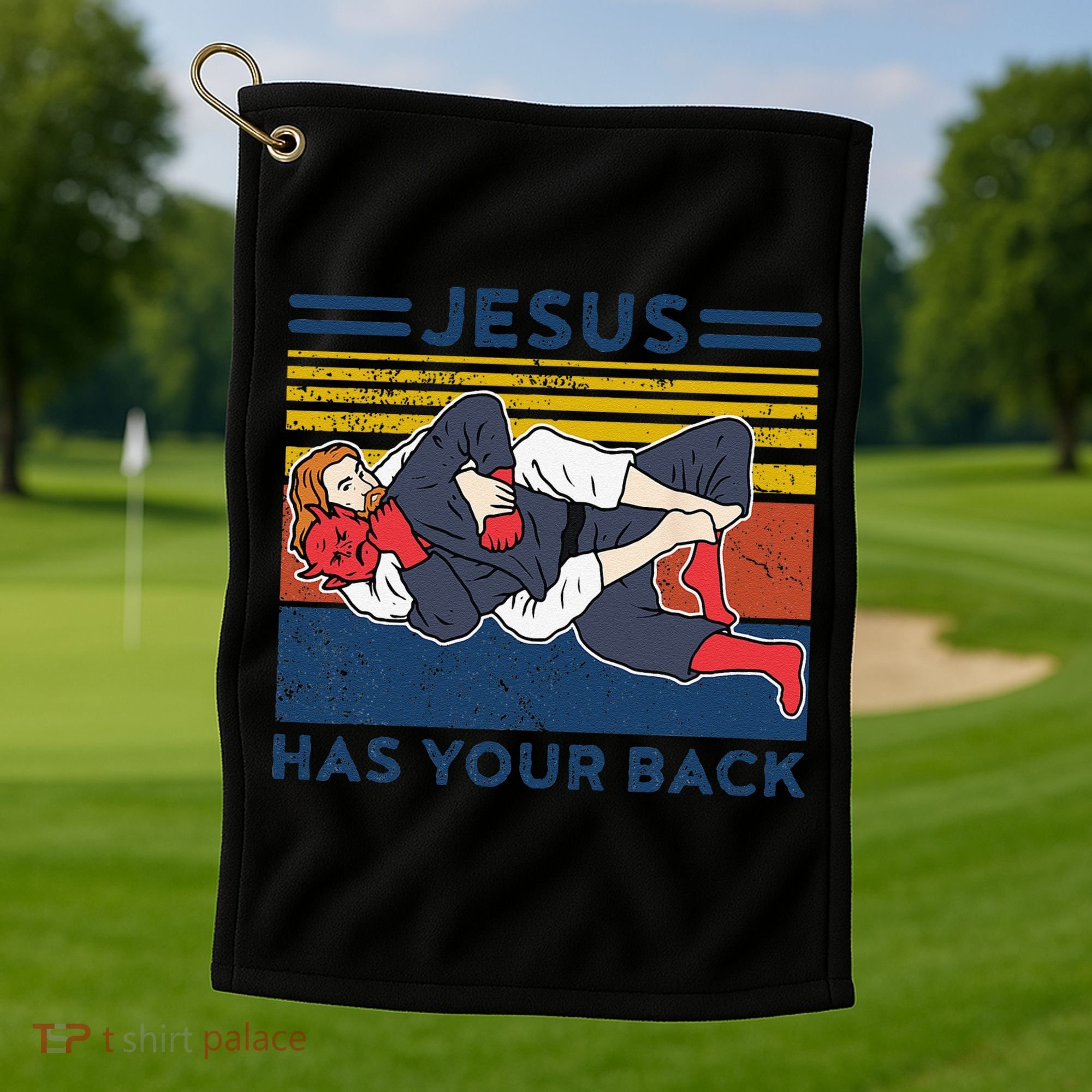 Jiu Jitsu Jesus Has Your Back BJJ MMA Jujitsu Golf Towel