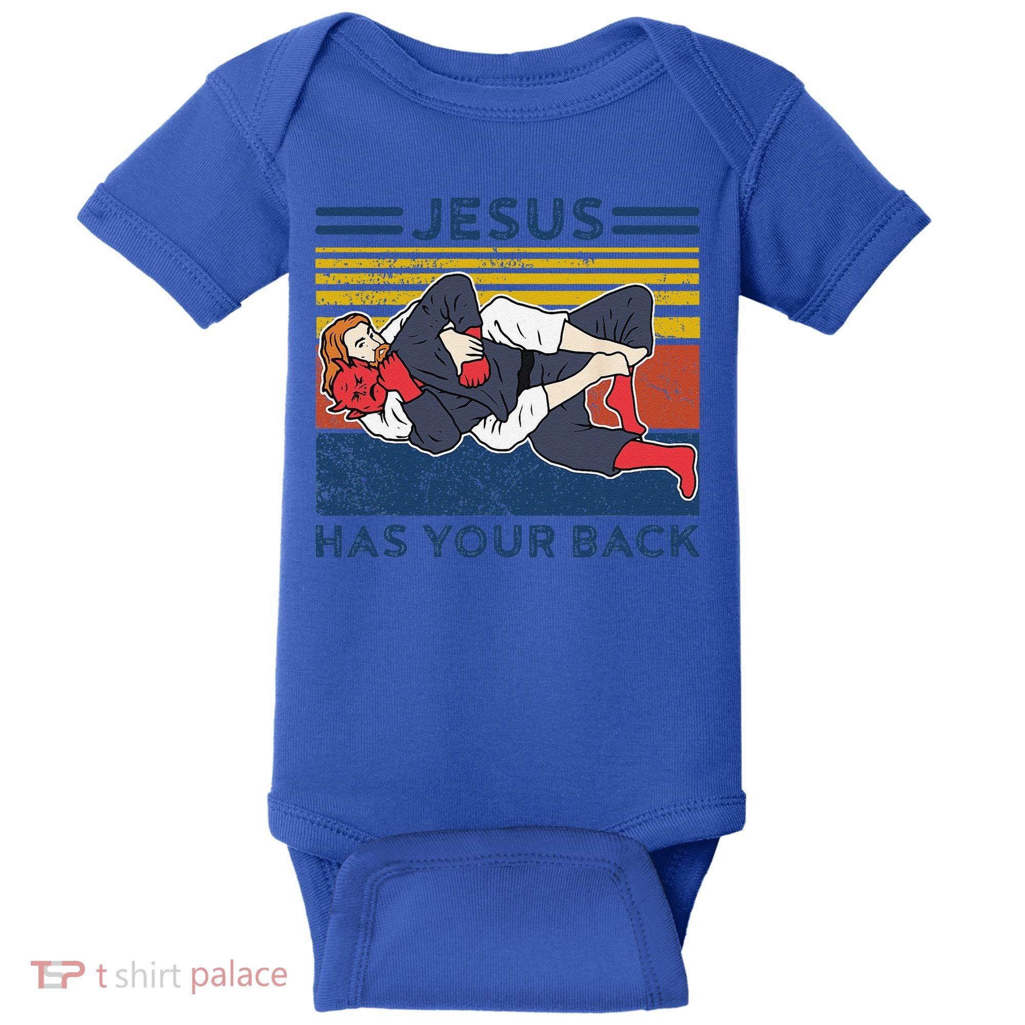 Jiu Jitsu Jesus Has Your Back BJJ MMA Jujitsu Baby Bodysuit