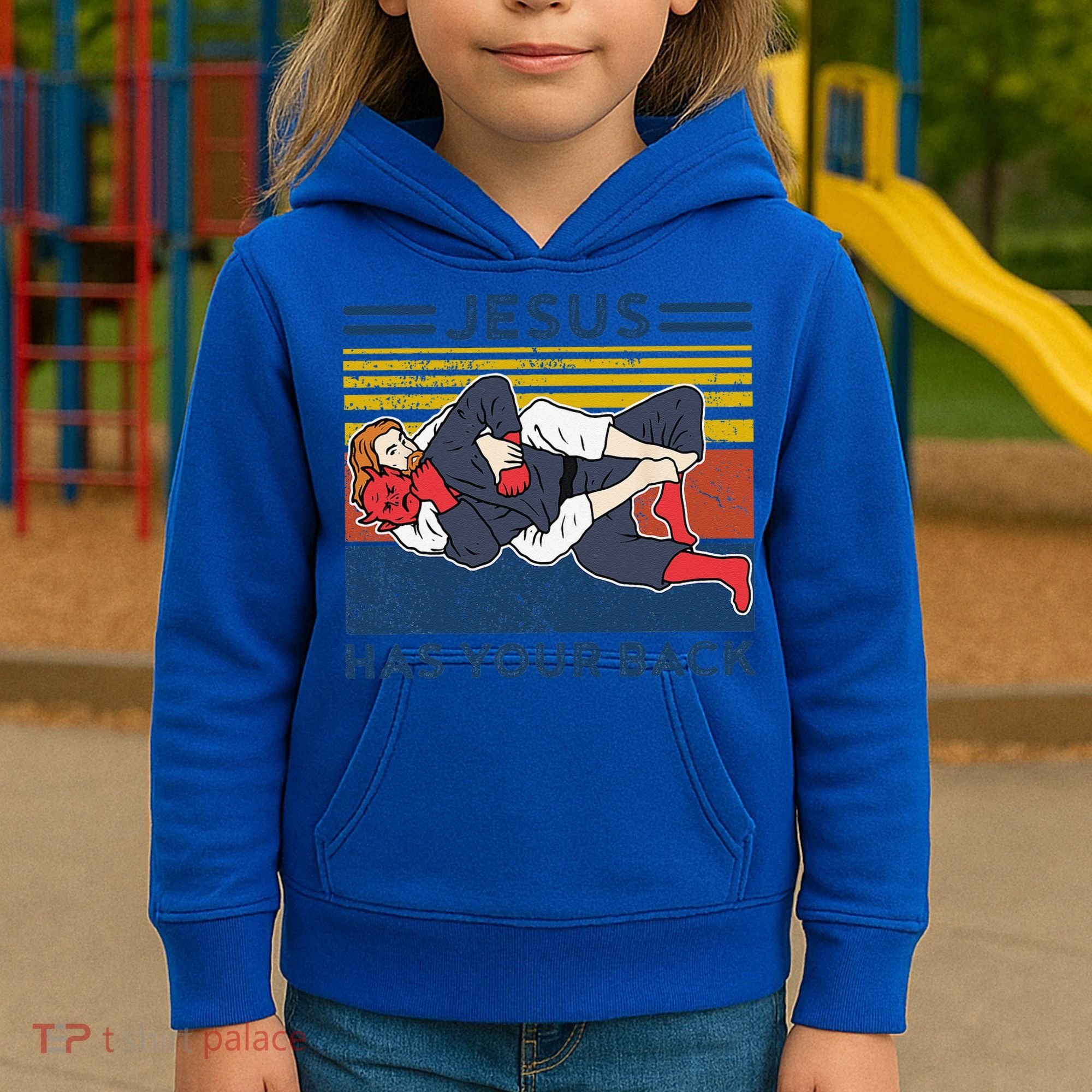 Jiu Jitsu Jesus Has Your Back BJJ MMA Jujitsu Kids Hoodie
