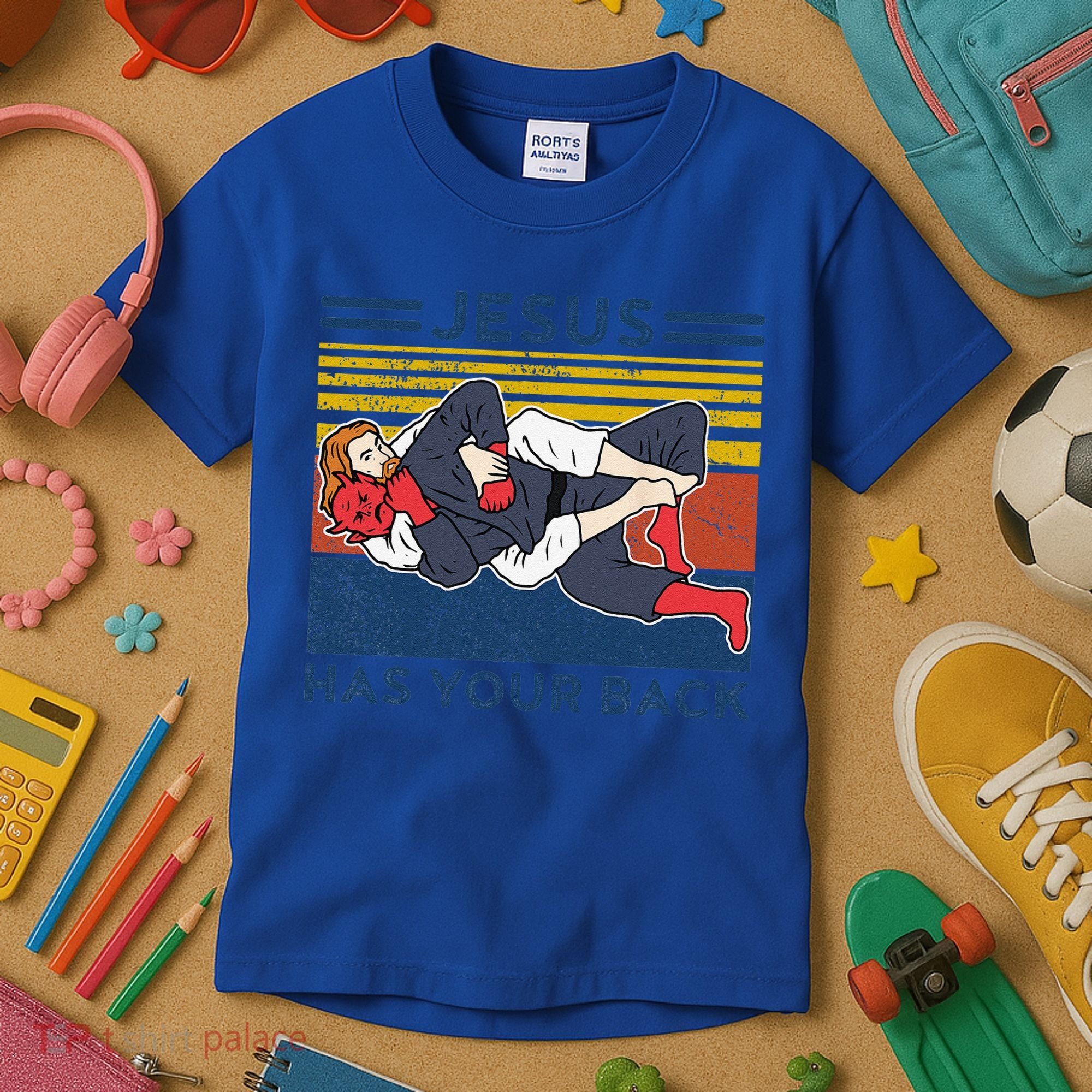 Jiu Jitsu Jesus Has Your Back BJJ MMA Jujitsu Kids T-Shirt