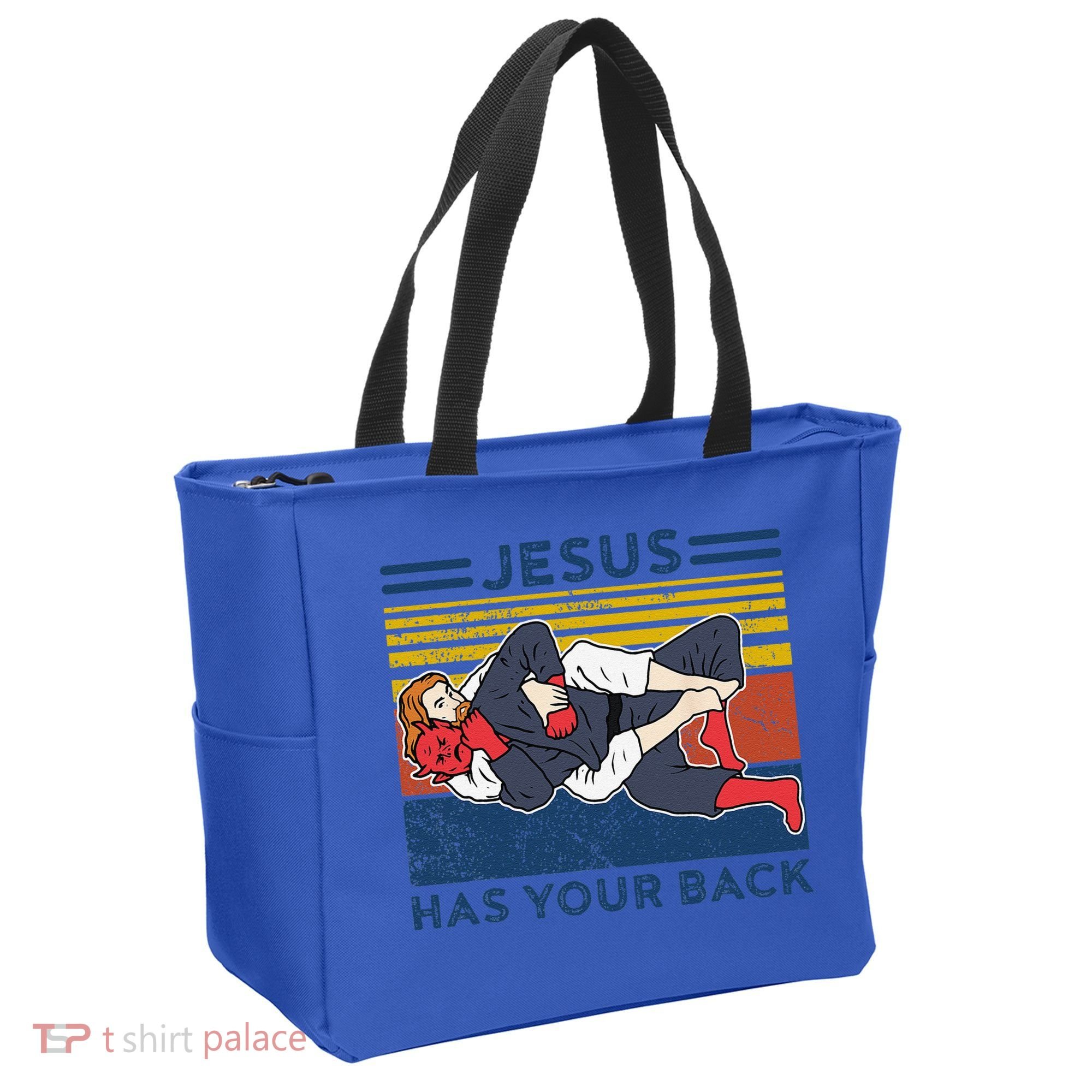 Jiu Jitsu Jesus Has Your Back BJJ MMA Jujitsu Tote Bag