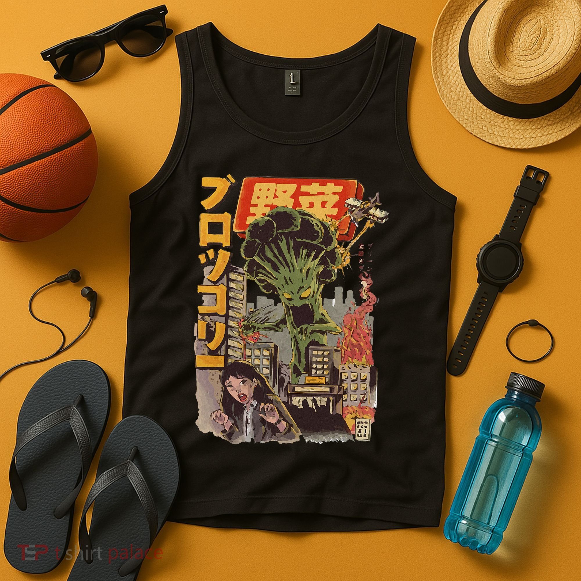 Japanese Japan Kaiju Vegetable Broccoli Anime Tank Top