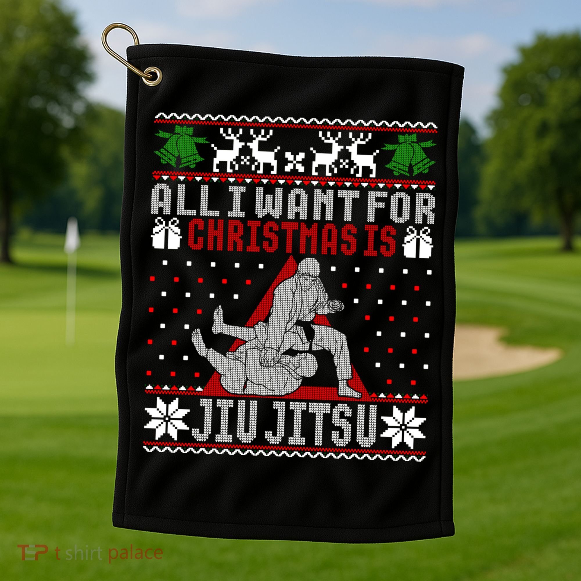 Jiu Jitsu Mma Bjj Ugly Christmas Xmas Gift Sweater Gift Golf Towel