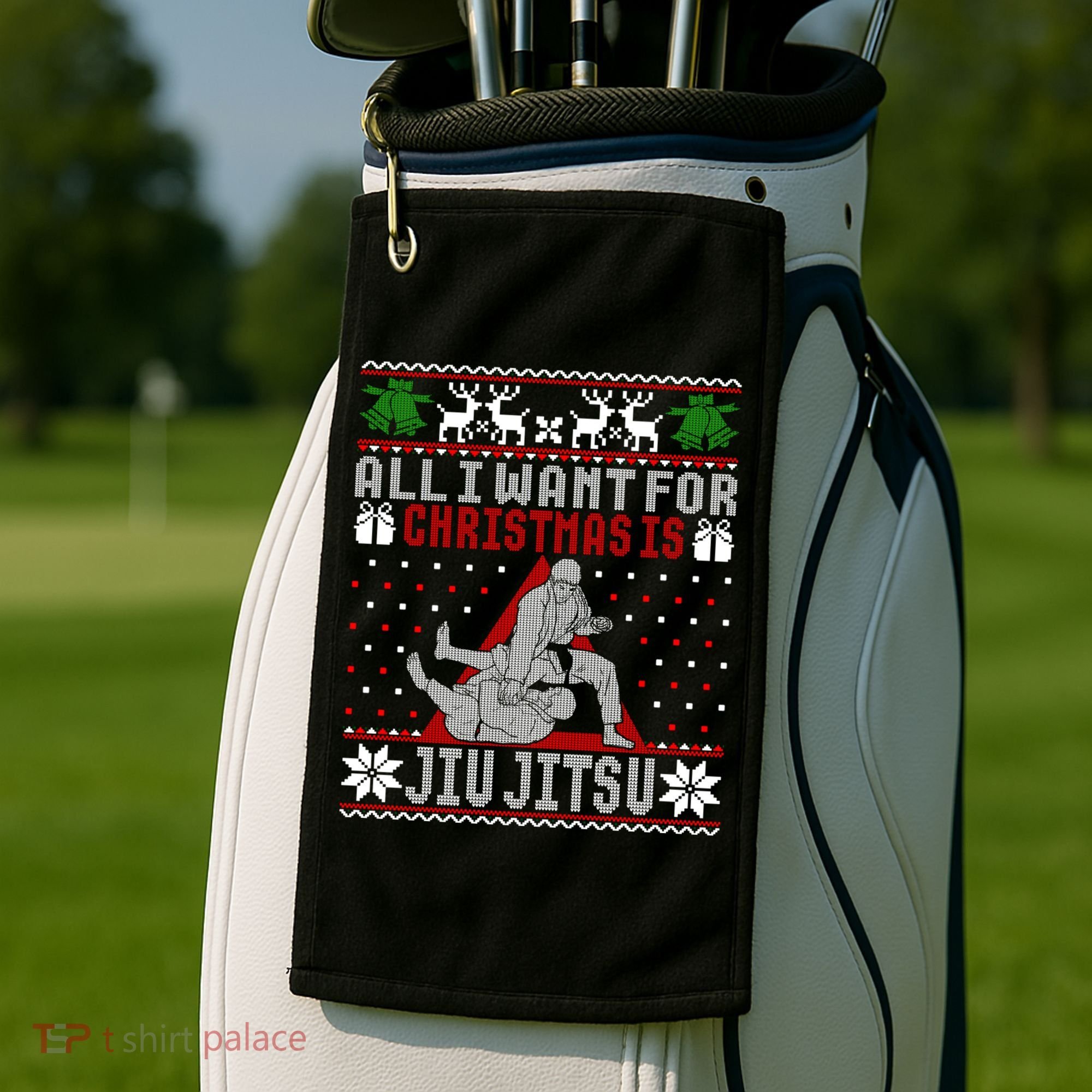 Jiu Jitsu Mma Bjj Ugly Christmas Xmas Gift Sweater Gift Golf Towel