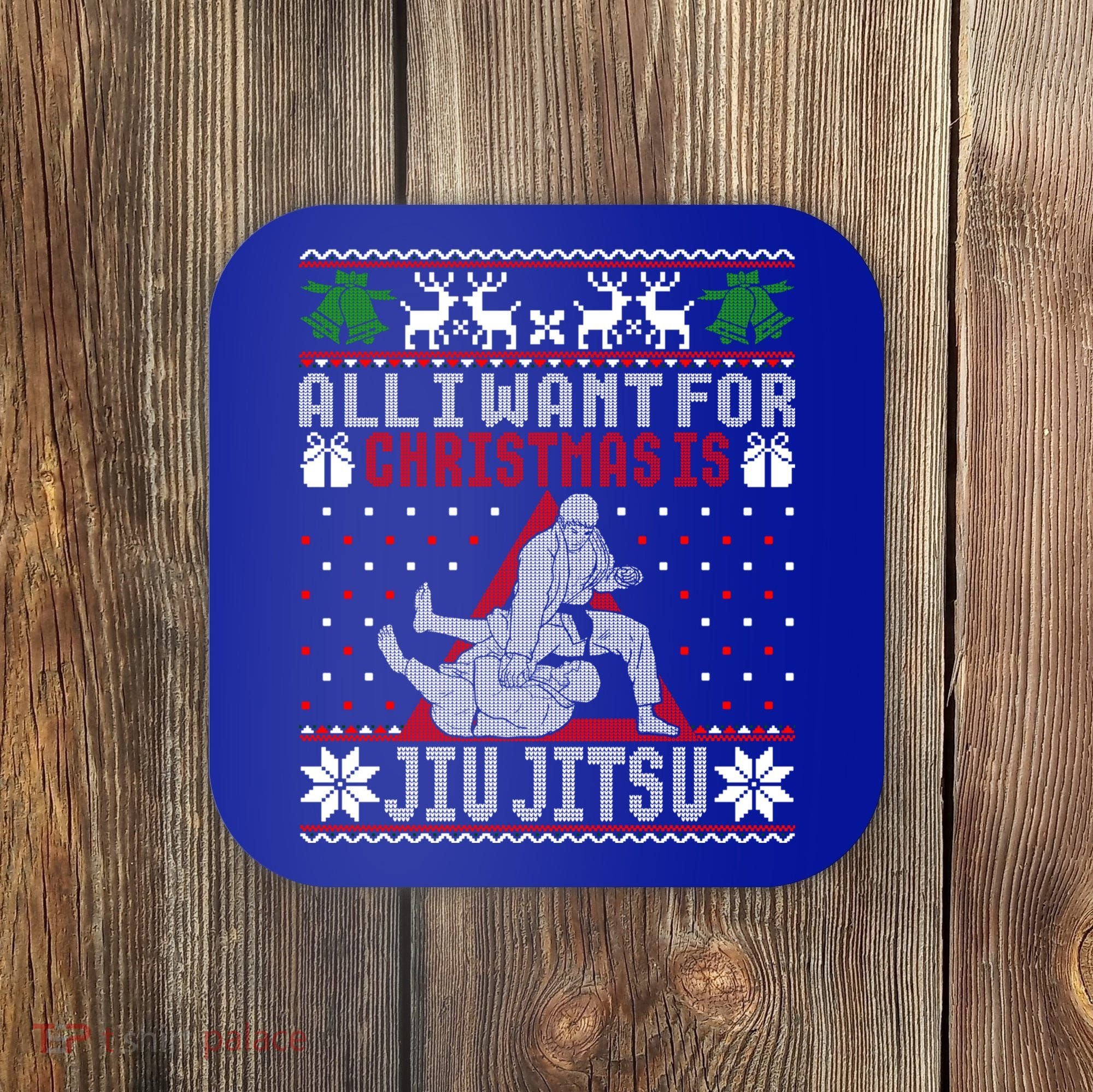 Jiu Jitsu Mma Bjj Ugly Christmas Xmas Gift Sweater Gift Coaster