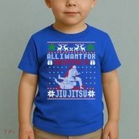 Jiu Jitsu Mma Bjj Ugly Christmas Xmas Gift Sweater Gift Toddler T-Shirt thumb 2