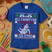 Jiu Jitsu Mma Bjj Ugly Christmas Xmas Gift Sweater Gift Kids T-Shirt thumb 3