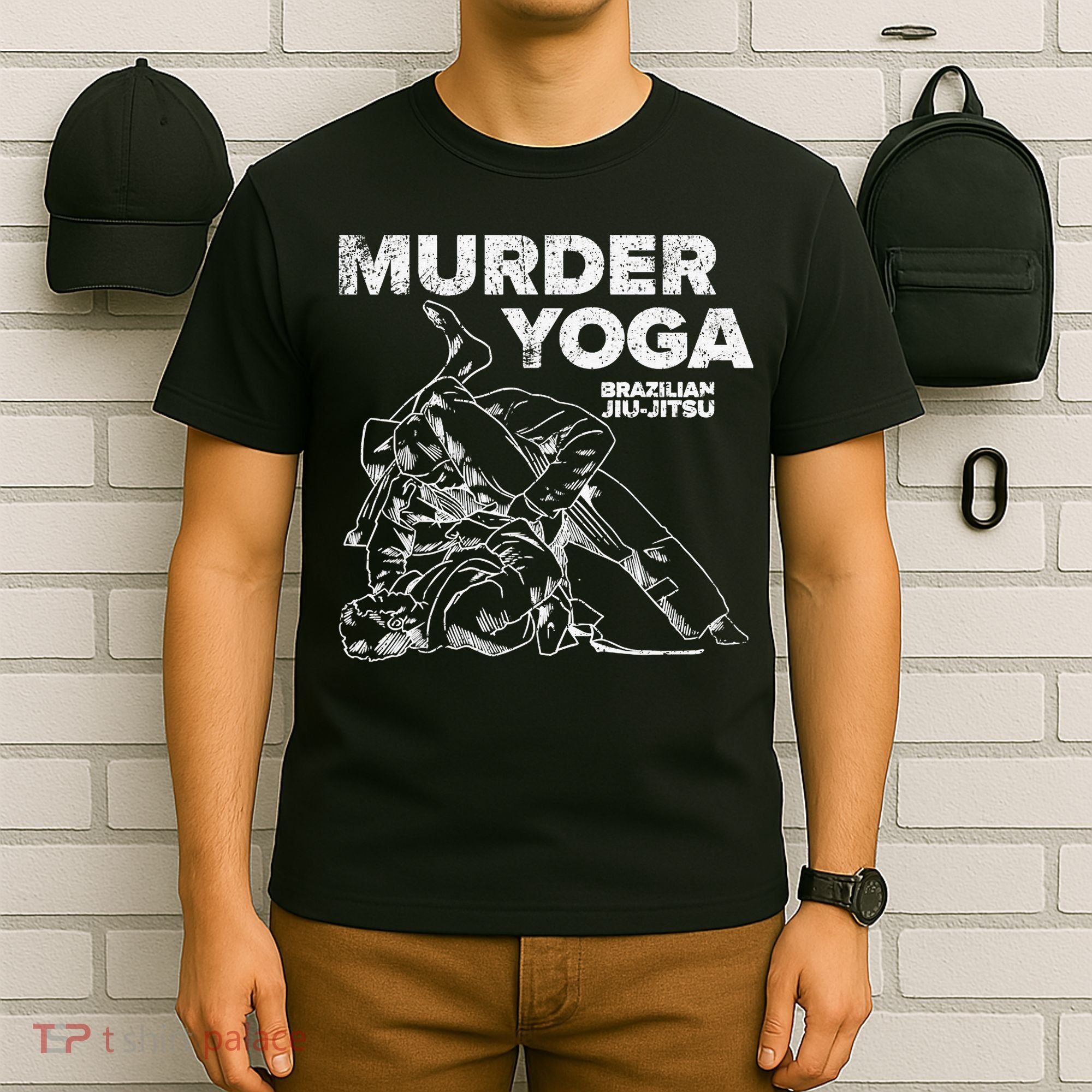 Jiu Jitsu Murder Yoga Vintage Sunset Funny Brazilian T-Shirt