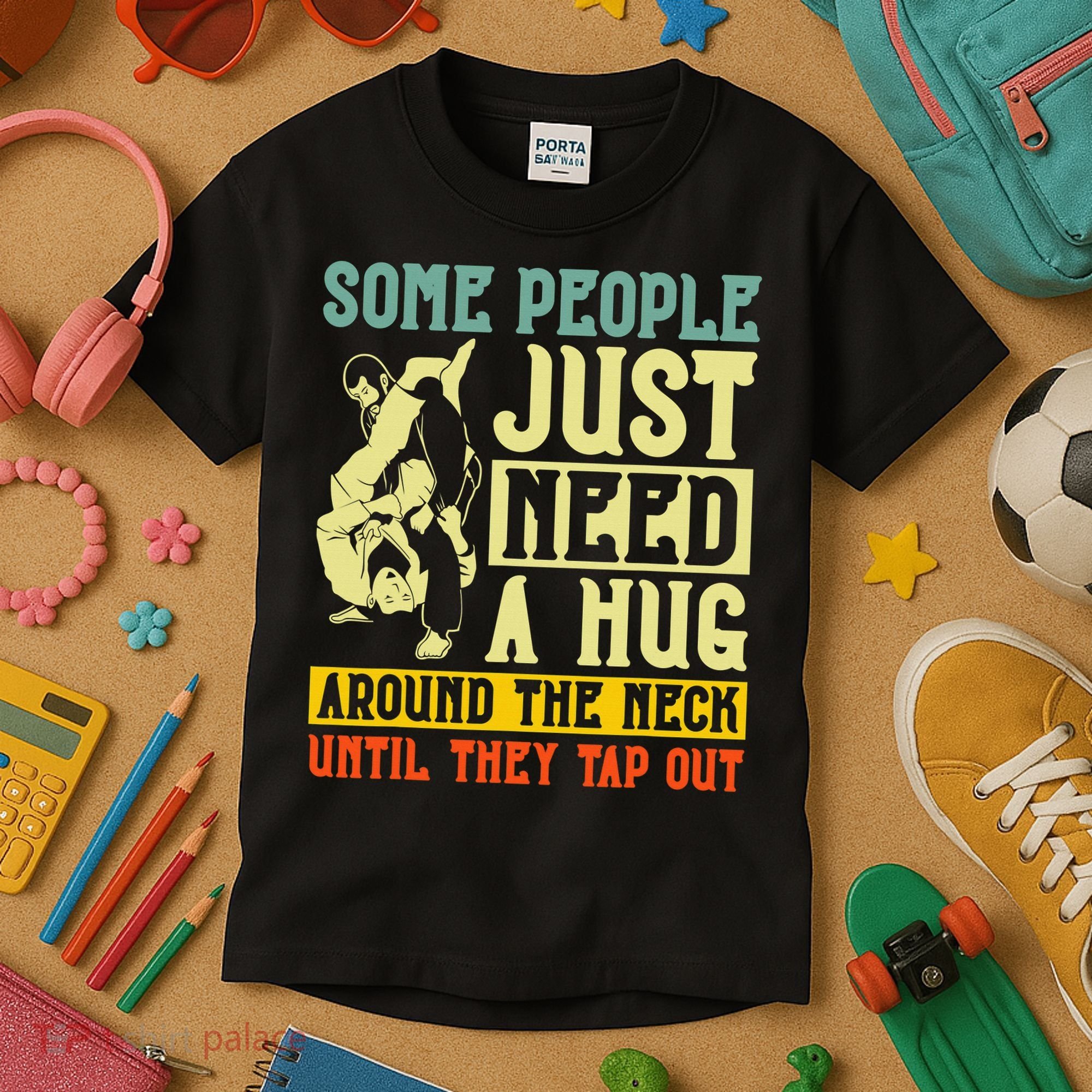 Jiu Jitsu Some People Need A Hug BJJ MMA Jujitsu Kids T-Shirt