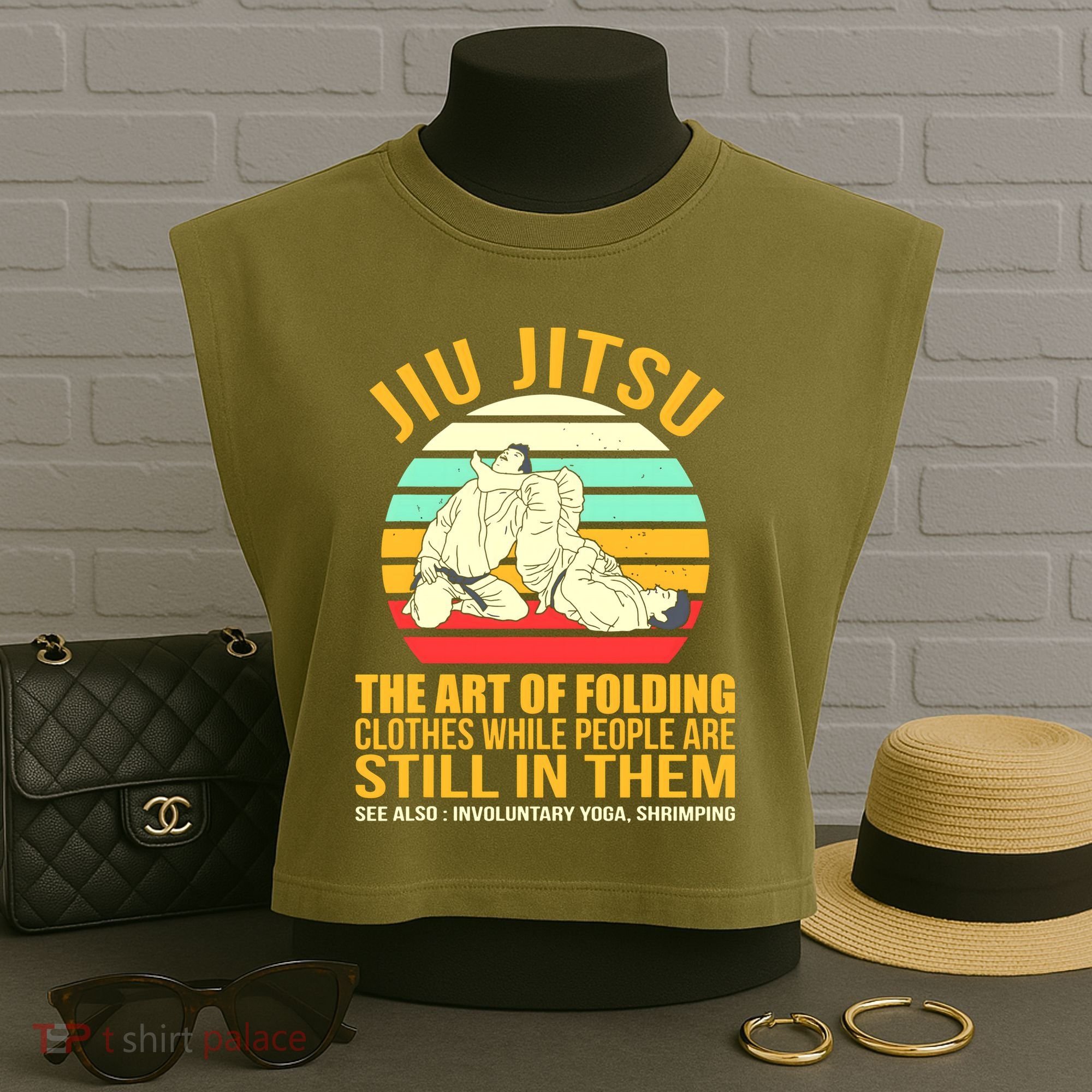 Jiu Jitsu Shirts Art Of Folding Clothes BJJ MMA Jujitsu Garment-Dyed Women's Muscle Tee