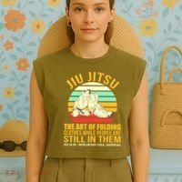 Jiu Jitsu Shirts Art Of Folding Clothes BJJ MMA Jujitsu Garment-Dyed Women's Muscle Tee thumb 4