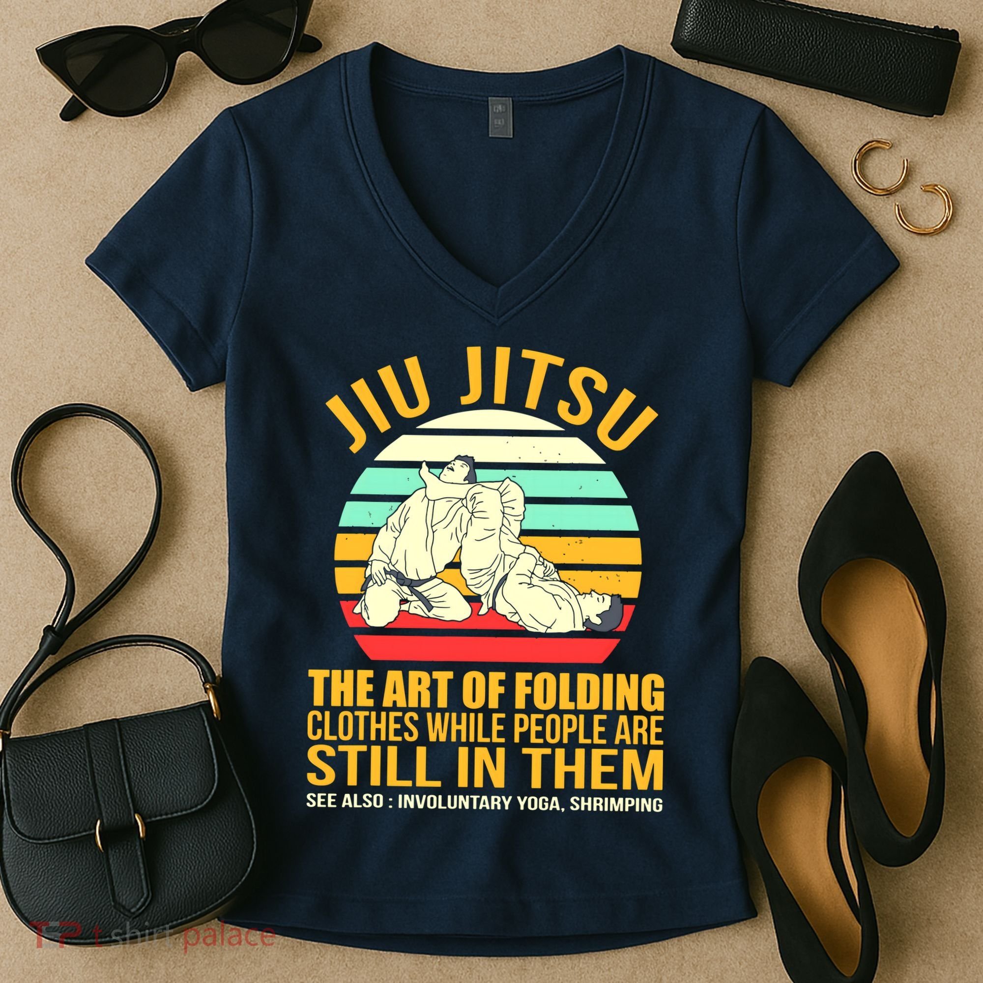 Jiu Jitsu Shirts Art Of Folding Clothes BJJ MMA Jujitsu Women's V-Neck T-Shirt