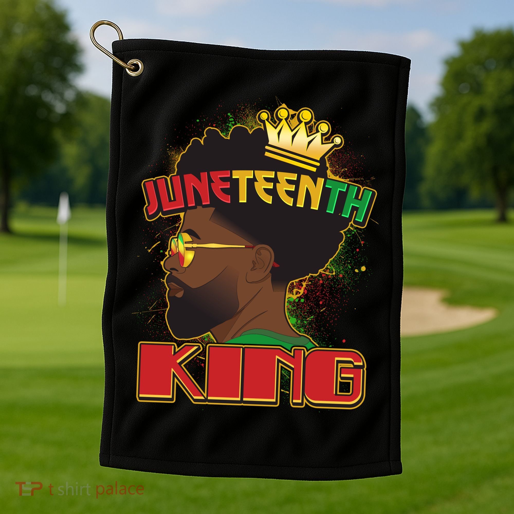 Juneteenth King Black African American Man Afro Golf Towel