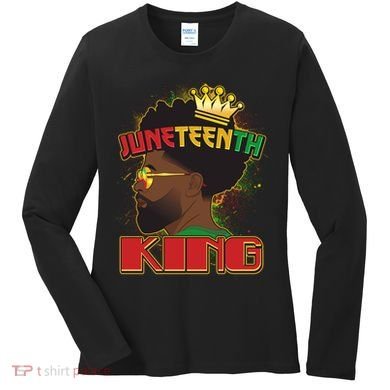 Juneteenth King Black African American Man Afro Women's Long Sleeve Shirt