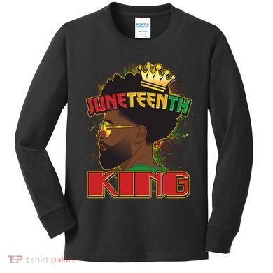 Juneteenth King Black African American Man Afro Kids Long Sleeve Shirt