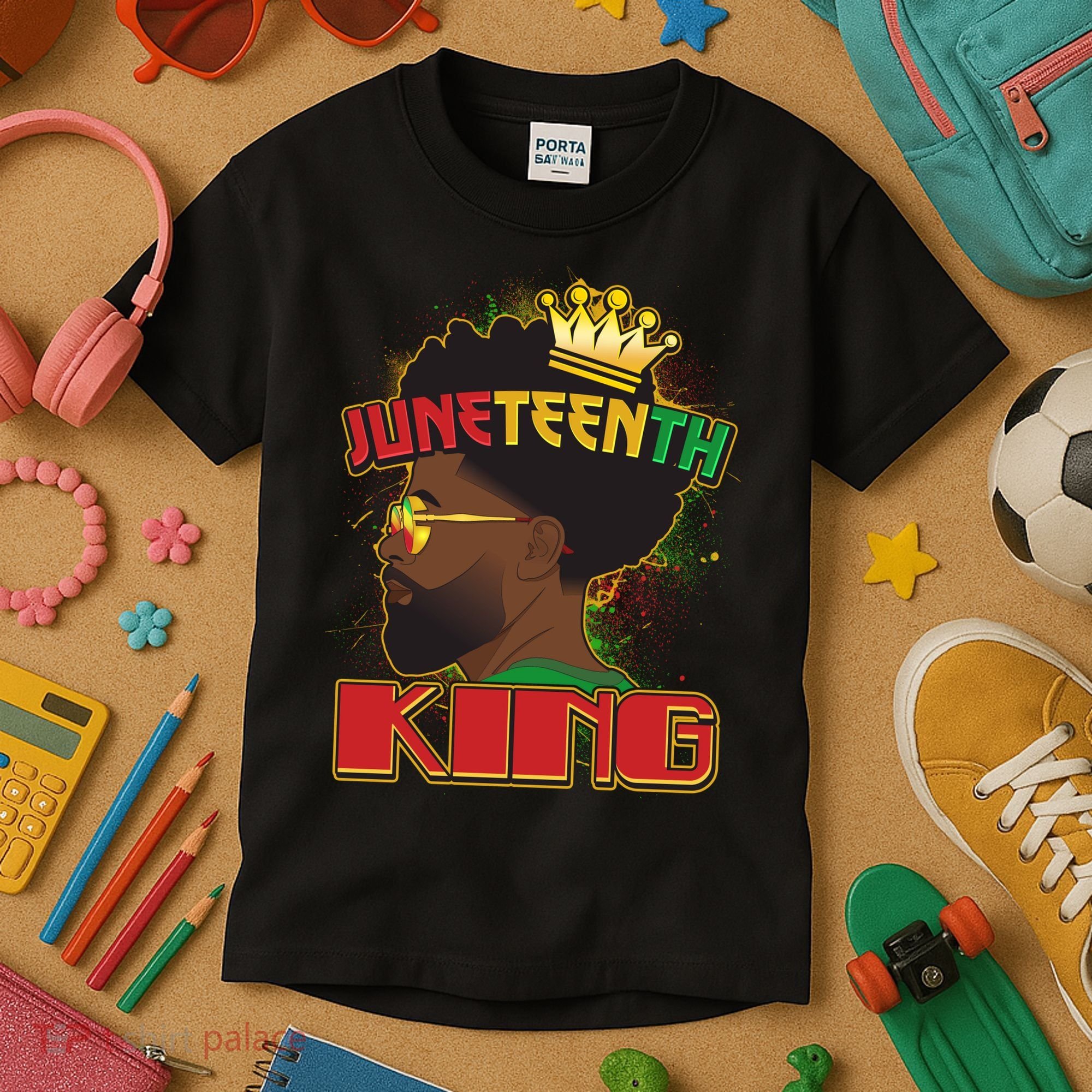 Juneteenth King Black African American Man Afro Kids T-Shirt