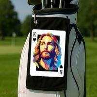 Jesus King Card Christian Golf Towel thumb 2
