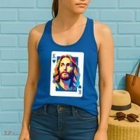 Jesus King Card Christian Women's Tank Top thumb 2