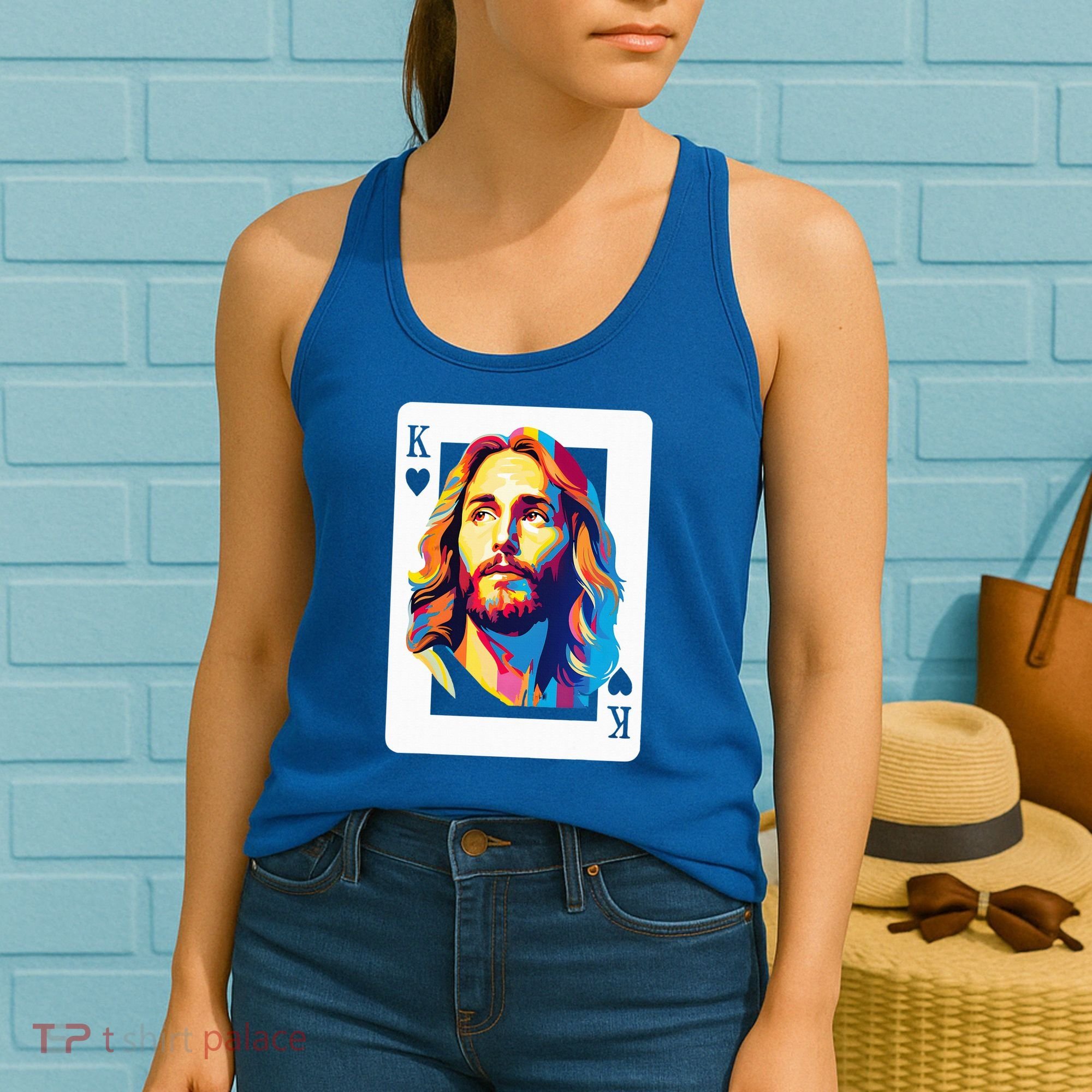 Jesus King Card Christian Women's Tank Top