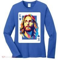 Jesus King Card Christian Women's Long Sleeve Shirt thumb 0