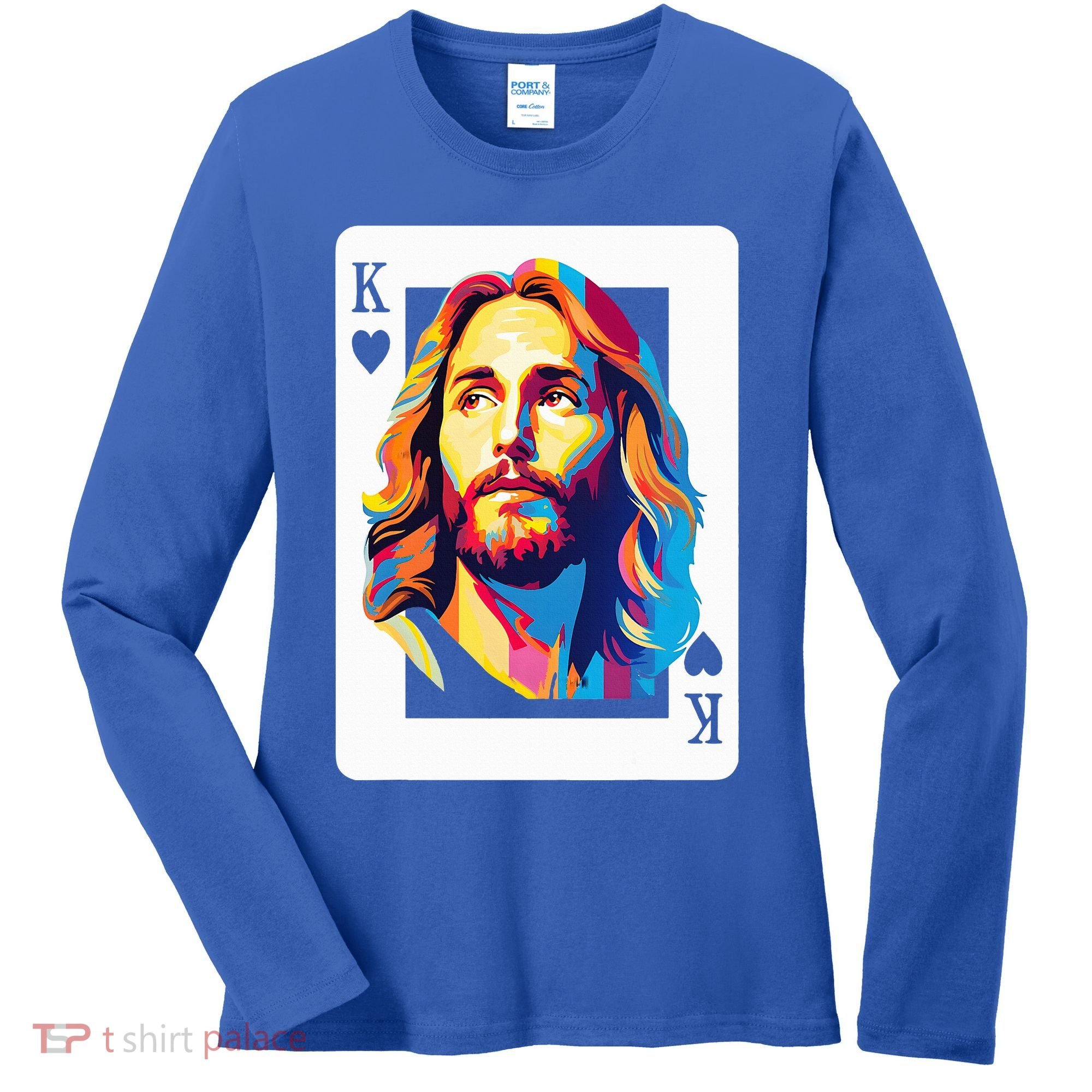 Jesus King Card Christian Women's Long Sleeve Shirt