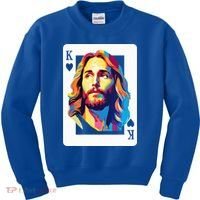 Jesus King Card Christian Kids Sweatshirt thumb 0