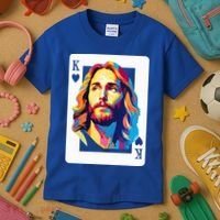 Jesus King Card Christian Kids T-Shirt thumb 3