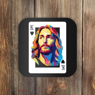 Jesus King Card Christian Coaster