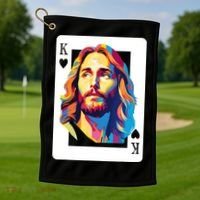 Jesus King Card Christian Golf Towel thumb 1