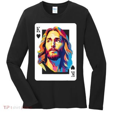 Jesus King Card Christian Women's Long Sleeve Shirt