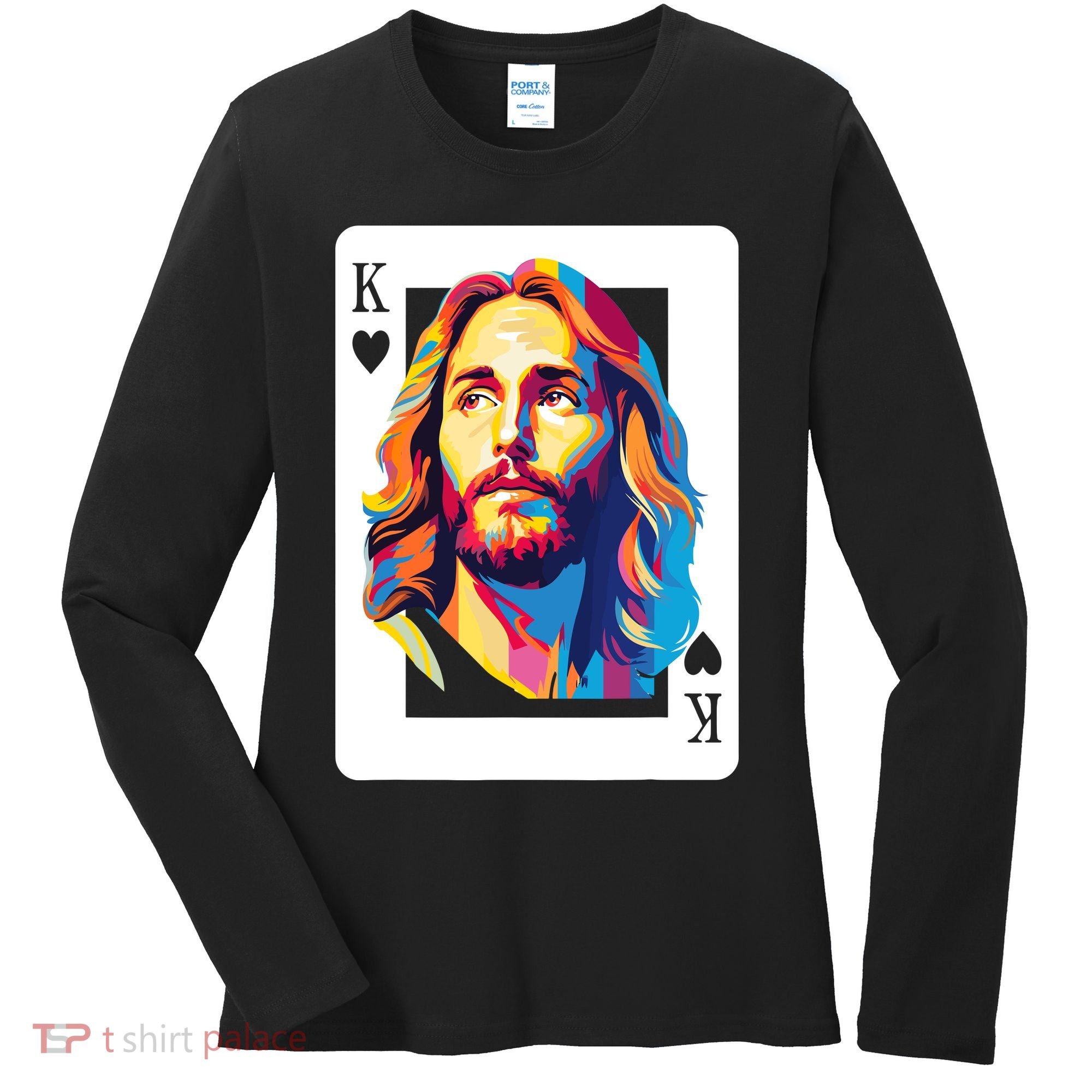 Jesus King Card Christian Women's Long Sleeve Shirt