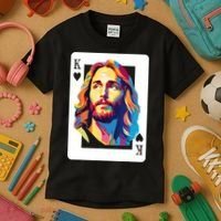 Jesus King Card Christian Kids T-Shirt thumb 3