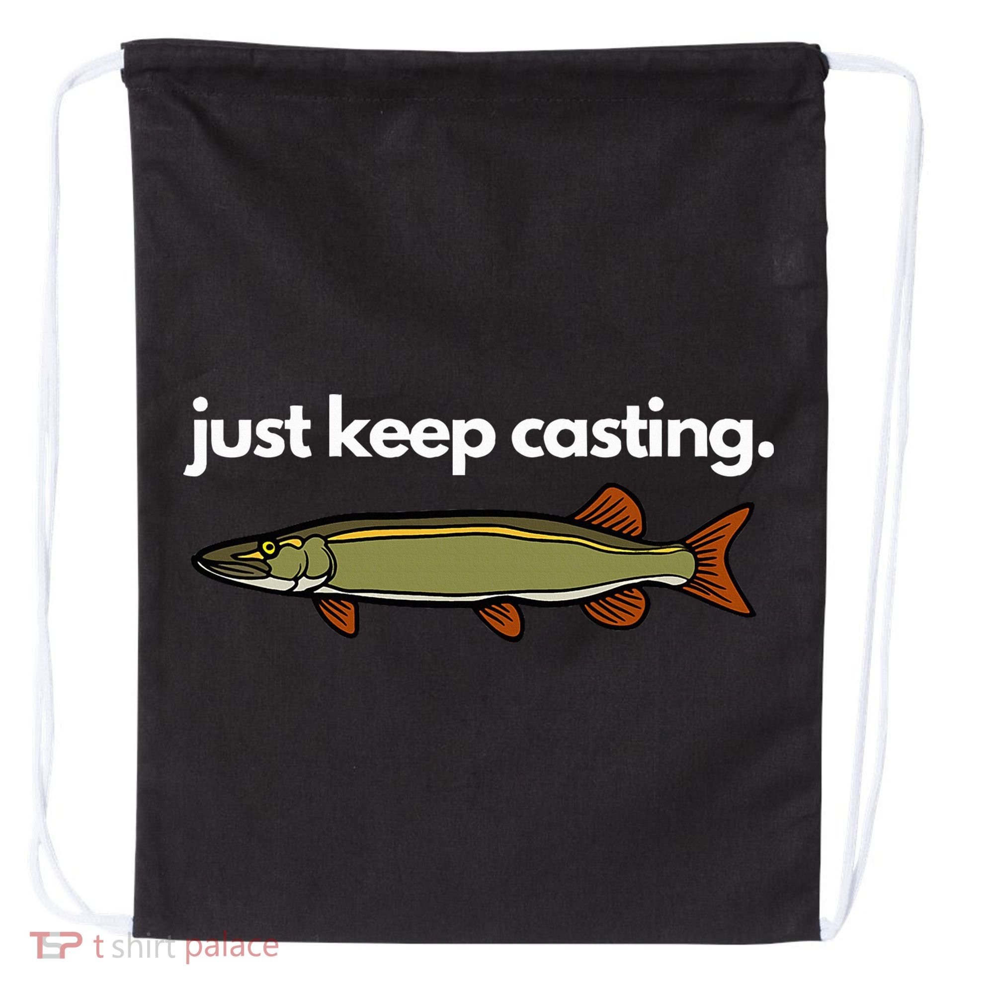 Just Keep Casting Musky Fishing Drawstring Bag