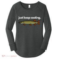 Just Keep Casting Musky Fishing Women's Perfect Tri Tunic Long Sleeve Shirt thumb 0