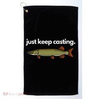 Just Keep Casting Musky Fishing Golf Towel thumb 0