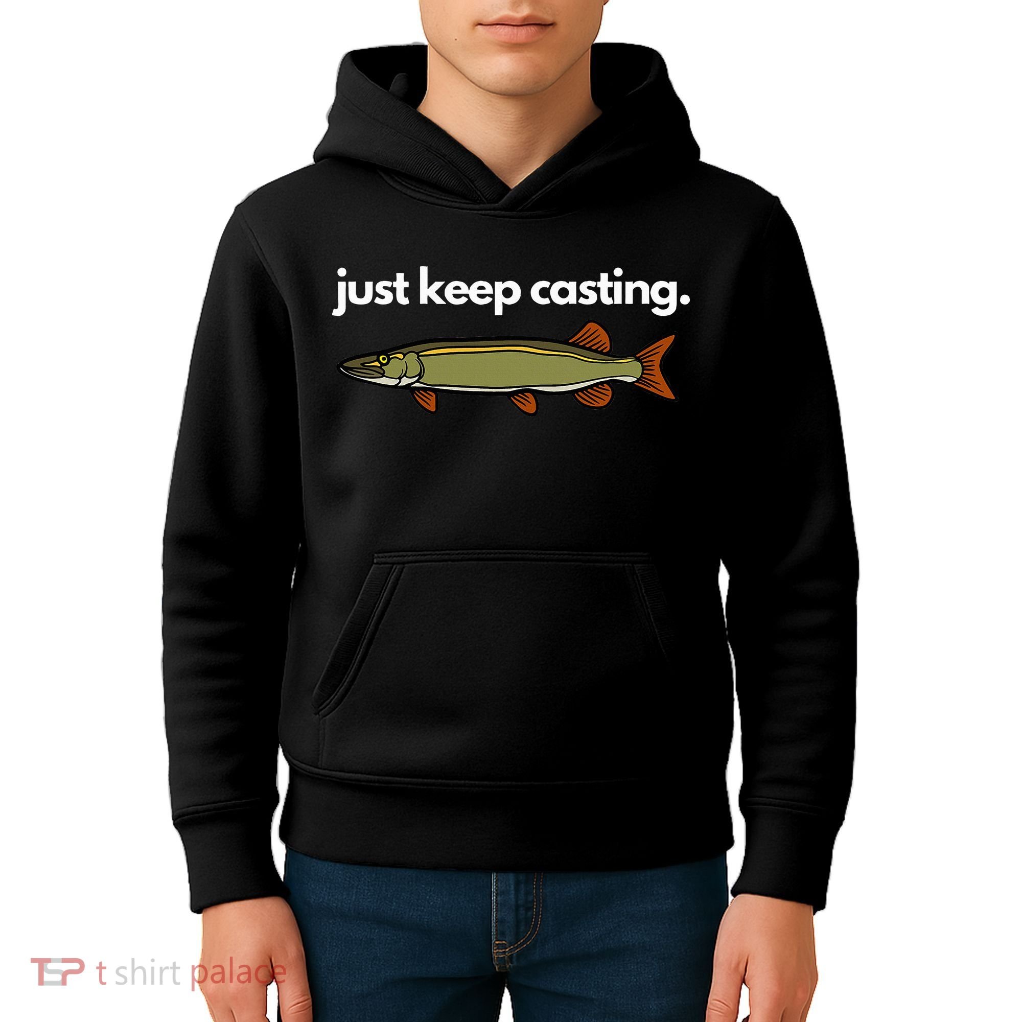 Just Keep Casting Musky Fishing Kids Hoodie