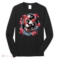Japanese Koi Carp Ying Yang Nishikigoi Fish Cherry Blossom Long Sleeve Shirt thumb 0