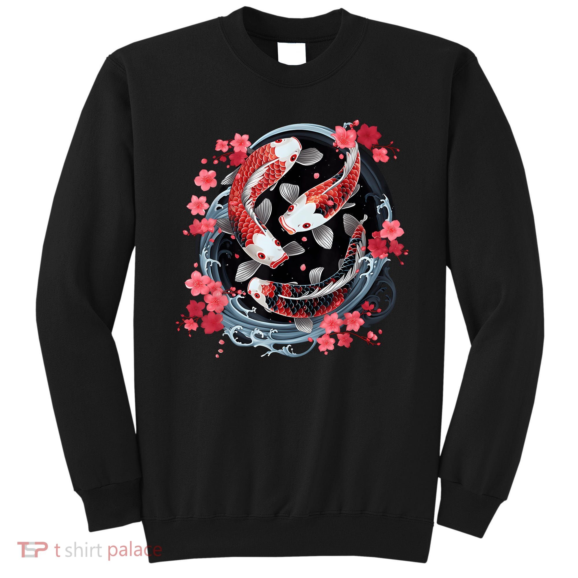 Japanese Koi Carp Ying Yang Nishikigoi Fish Cherry Blossom Sweatshirt
