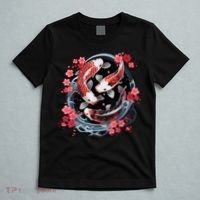 Japanese Koi Carp Ying Yang Nishikigoi Fish Cherry Blossom T-Shirt thumb 5