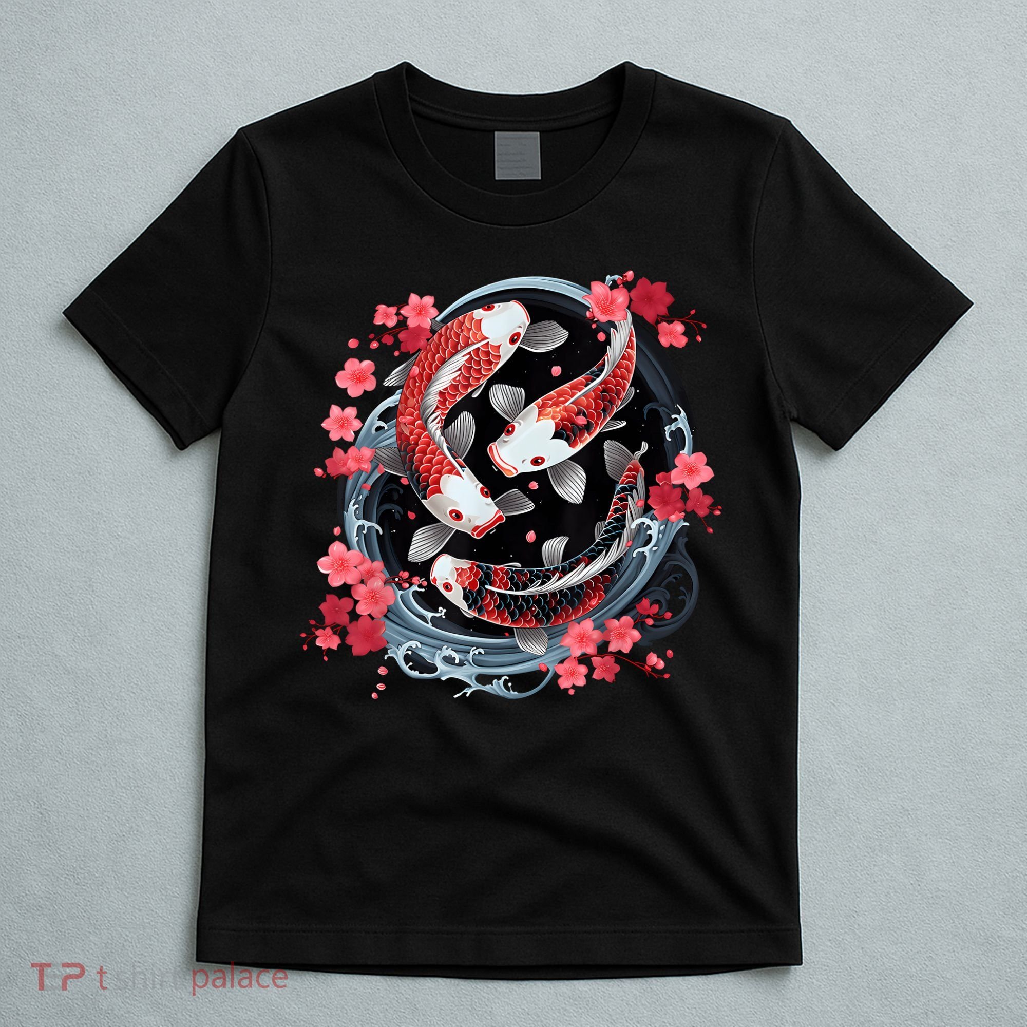Japanese Koi Carp Ying Yang Nishikigoi Fish Cherry Blossom T-Shirt