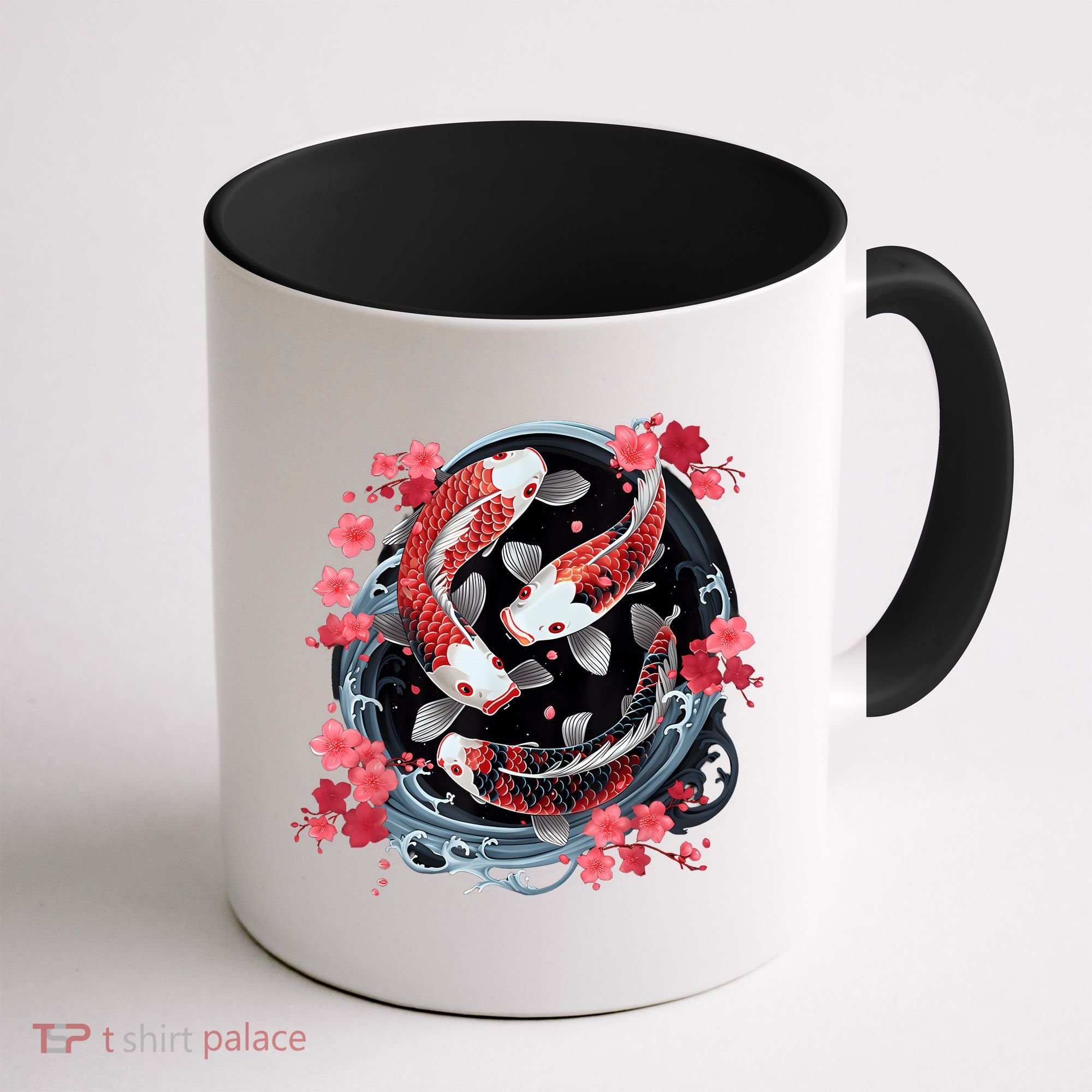 Japanese Koi Carp Ying Yang Nishikigoi Fish Cherry Blossom Coffee Mug