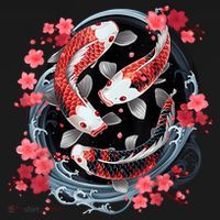 Japanese Koi Carp Ying Yang Nishikigoi Fish Cherry Blossom Women's Hoodie thumb 2