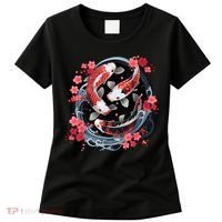 Japanese Koi Carp Ying Yang Nishikigoi Fish Cherry Blossom Women's T-Shirt thumb 0