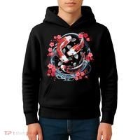 Japanese Koi Carp Ying Yang Nishikigoi Fish Cherry Blossom Kids Hoodie thumb 4